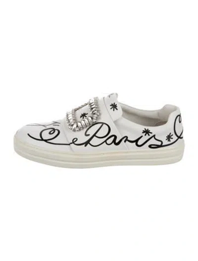 Pre-owned Roger Vivier Leather Printed Sneakers In White