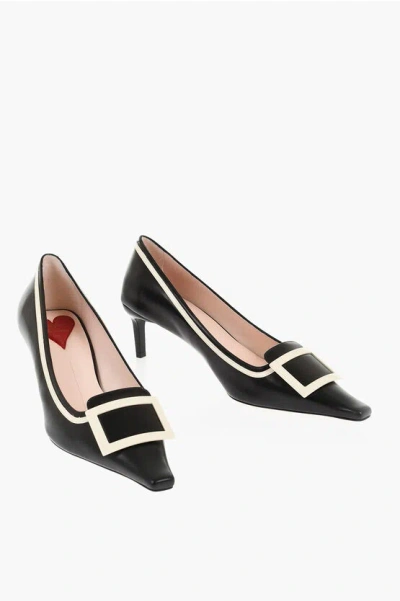 Roger Vivier Leather Pumps With Front Buckle 6cm In Black