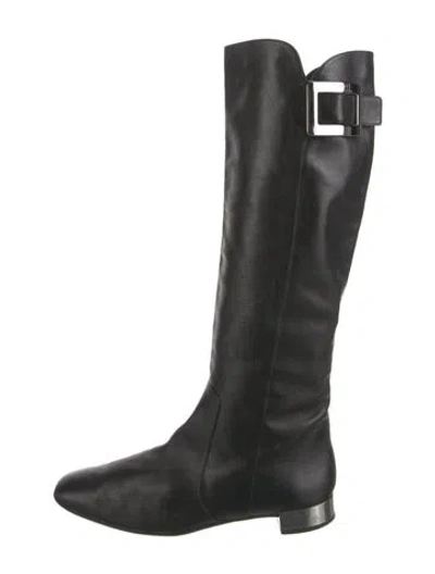 Pre-owned Roger Vivier Leather Riding Boots In Black