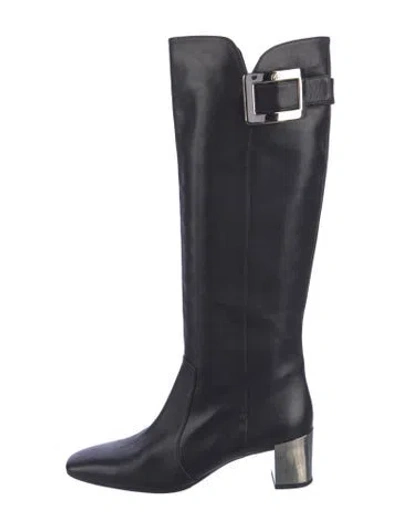 Pre-owned Roger Vivier Leather Riding Boots In Black