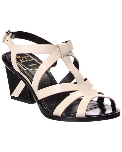 Roger Vivier Leather Sandal In Neutral