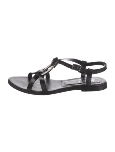 Pre-owned Roger Vivier Leather Sandals In Black