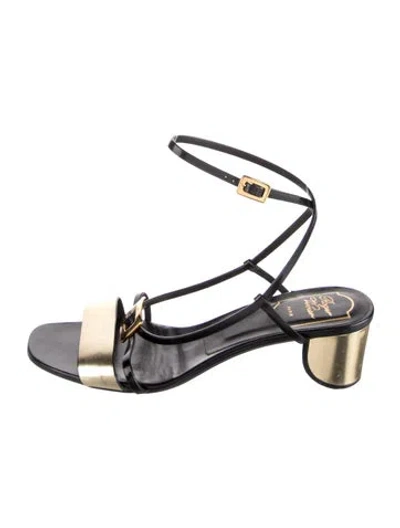 Pre-owned Roger Vivier Leather Sandals In Black