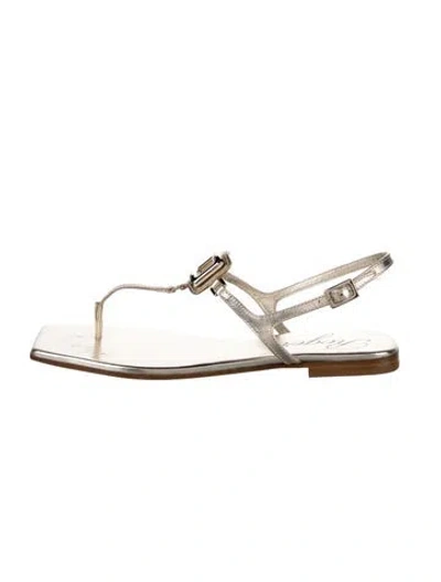 Pre-owned Roger Vivier Leather Sandals In Gold