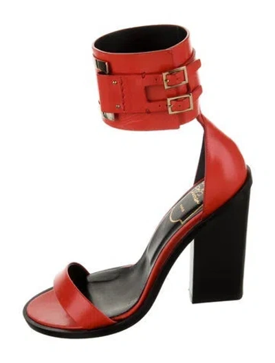 Pre-owned Roger Vivier Leather Sandals In Orange