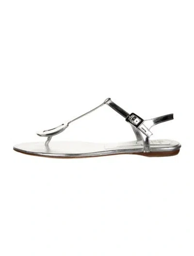 Pre-owned Roger Vivier Leather Sandals W/ Tags In Silver