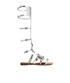 Roger Vivier Leather Sandals With Metal Buckle In Gray