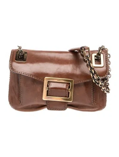 Pre-owned Roger Vivier Leather Shoulder Bag In Brown
