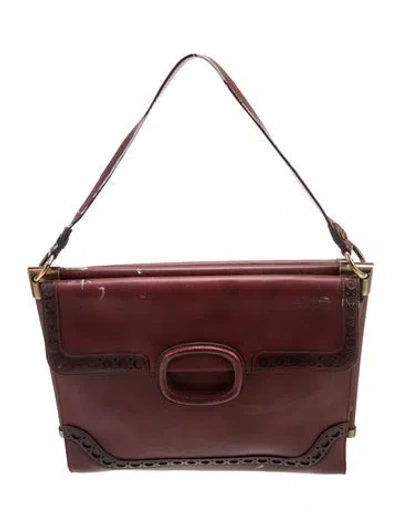 Pre-owned Roger Vivier Leather Shoulder Bag In Burgundy