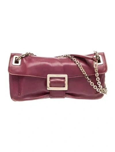 Pre-owned Roger Vivier Leather Shoulder Bag In Burgundy
