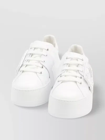 Roger Vivier Leather Skate Sneakers Crystal Buckle