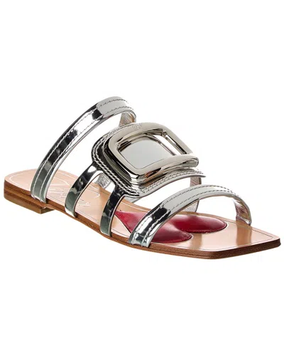 Roger Vivier Leather Slide In Silver