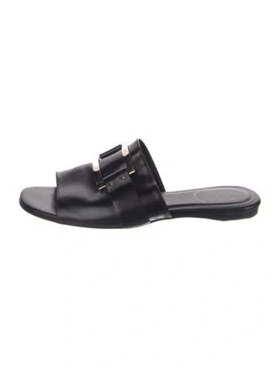 Pre-owned Roger Vivier Leather Slides In Black