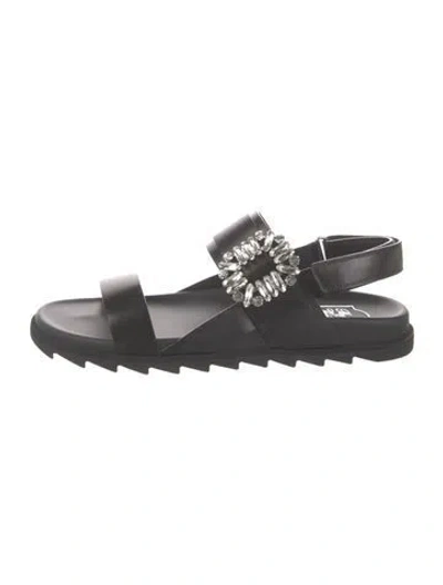 Pre-owned Roger Vivier Leather Slides In Black