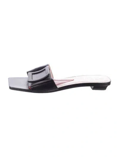 Pre-owned Roger Vivier Leather Slides In Black