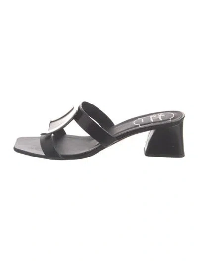 Pre-owned Roger Vivier Leather Slides In Black