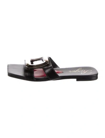 Pre-owned Roger Vivier Leather Slides In Black
