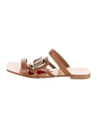 Pre-owned Roger Vivier Leather Slides In Brown