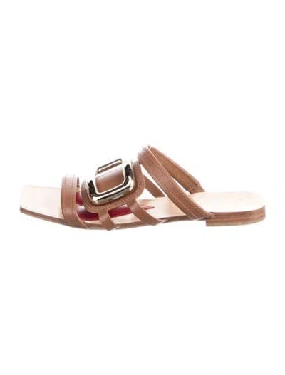 Pre-owned Roger Vivier Leather Slides In Brown