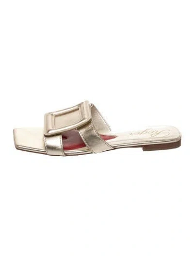 Pre-owned Roger Vivier Leather Slides In Gold