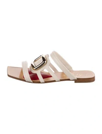 Pre-owned Roger Vivier Leather Slides In Neutral