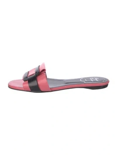 Pre-owned Roger Vivier Leather Slides In Pink