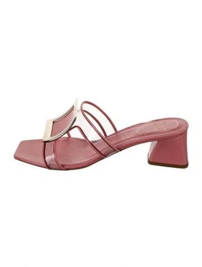 Pre-owned Roger Vivier Leather Slides In Pink