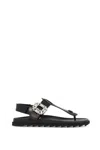 Roger Vivier Elegant Leather Flip Flops With Strass Buckle In Black