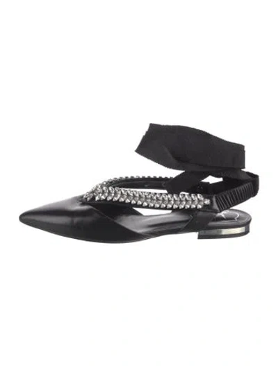 Pre-owned Roger Vivier Leather Slingback Flats In Black