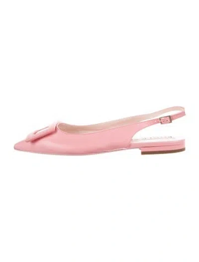 Pre-owned Roger Vivier Leather Slingback Flats In Pink