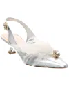 Roger Vivier Leather Slingback Pump In Silver