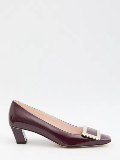 Roger Vivier Leather Slingback Pumps In Burgundy