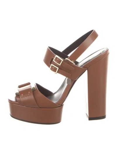 Pre-owned Roger Vivier Leather Slingback Sandals In Brown