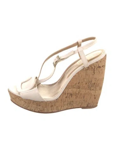 Pre-owned Roger Vivier Leather Slingback Sandals In Neutral