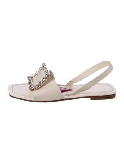 Pre-owned Roger Vivier Leather Slingback Sandals In Neutrals