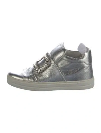 Pre-owned Roger Vivier Leather Sneakers In Silver