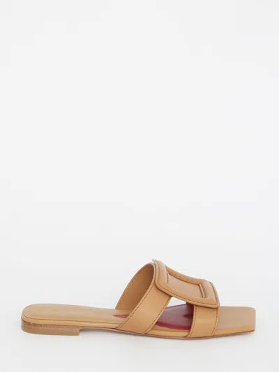 ROGER VIVIER LEATHER STITCHING BUCK SANDALS