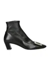 Roger Vivier Leather Stretch Belle Vivier Ankle Boots 45 In Black