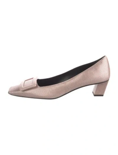 Pre-owned Roger Vivier Leather Striped Pumps W/ Tags In Pink