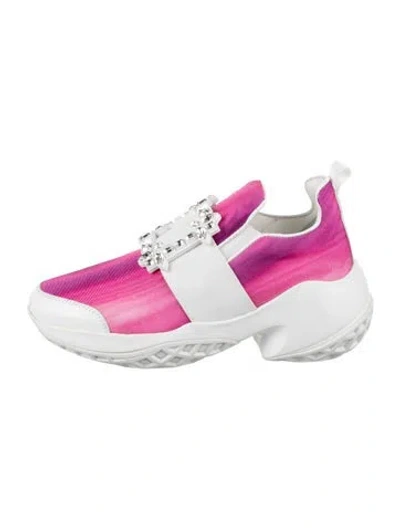 Pre-owned Roger Vivier Leather Tie-dye Print Sneakers In Pink/white