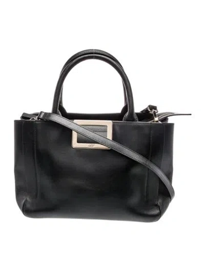 Pre-owned Roger Vivier Leather Top Handle Bag In Black