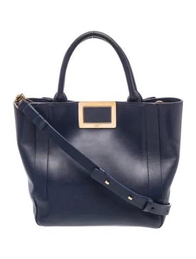 Pre-owned Roger Vivier Leather Top Handle Bag In Blue