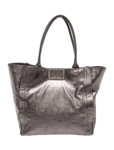 Pre-owned Roger Vivier Leather Top Handle Bag In Gray