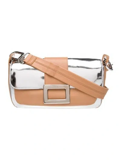 Pre-owned Roger Vivier Leather Top Handle Bag In Silver