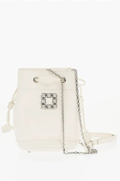 Roger Vivier Leather Tres Vivier Aumoniere Bucket Bag With Crystals