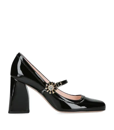 Roger Vivier Leather Tres Vivier Mary Jane Pumps 85 In Black