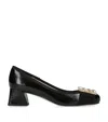 Roger Vivier Leather Très Vivier Strass Heeled Mules 45 In Black