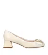Roger Vivier Leather Très Vivier Strass Heeled Mules 45 In Ivory