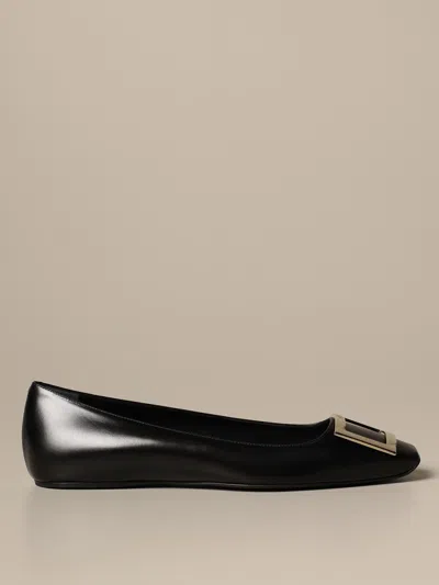 Roger Vivier Trompette Ballet Flats In Patent Leather In Black