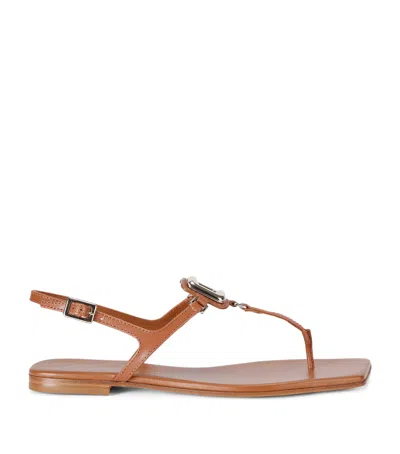 Roger Vivier Leather Viv By The Sea Sandals In Brown